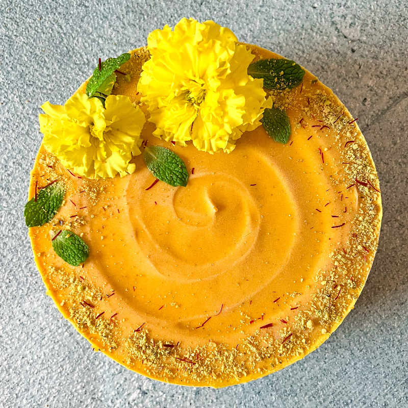 Raw Carrot Saffron Cream cake Main Image